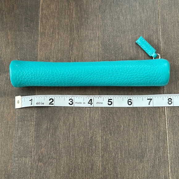 LEATHEROLOGY Turquoise Leather Headphone Wrap Cord Holder, Pencil Pouch, Wallet - Picture 5 of 16